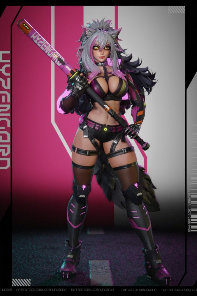 赛博朋克 狼女(Cyberpunk Wolf Girl) 3D打印图纸